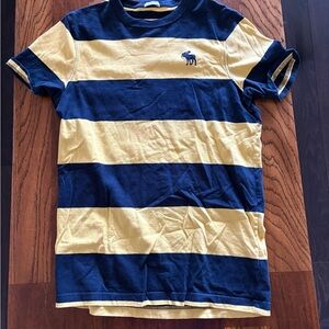 Abercrombie & Fitch Blue and Yellow Striped Tee
